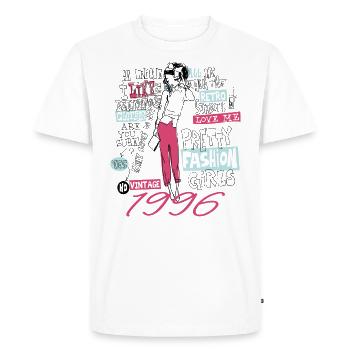 Millésime 1996 Cadeau Anniversaire 1996 Fille 1996 - T-shirt Premium bio Homme - blanc - Devant - Nico (187cm)