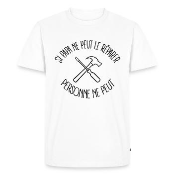 Si Papa ne peut le réparer - T-shirt Premium bio Homme - blanc - Devant - Nico (187cm)