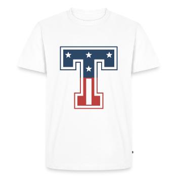 Letter T USA - Men's Premium Organic T-Shirt - white - Front - Nico (187cm)