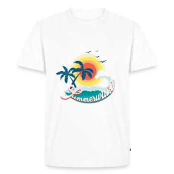 Chemise de surf Summerwave Summer Beach Palm Trees - T-shirt Premium bio Homme - blanc - Devant - Nico (187cm)