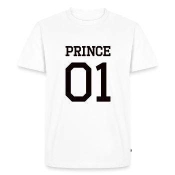Prince 01 noir t-shirt - T-shirt Premium bio Homme - blanc - Devant - Nico (187cm)