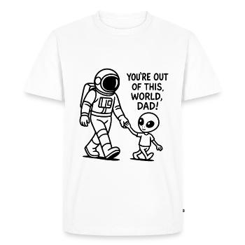 Papa est hors de ce monde - T-shirt Premium bio Homme - blanc - Devant - Nico (187cm)
