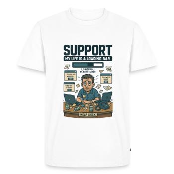 Helpdesk chaos and energy drinks - Men's Premium Organic T-Shirt - white - Front - Nico (187cm)