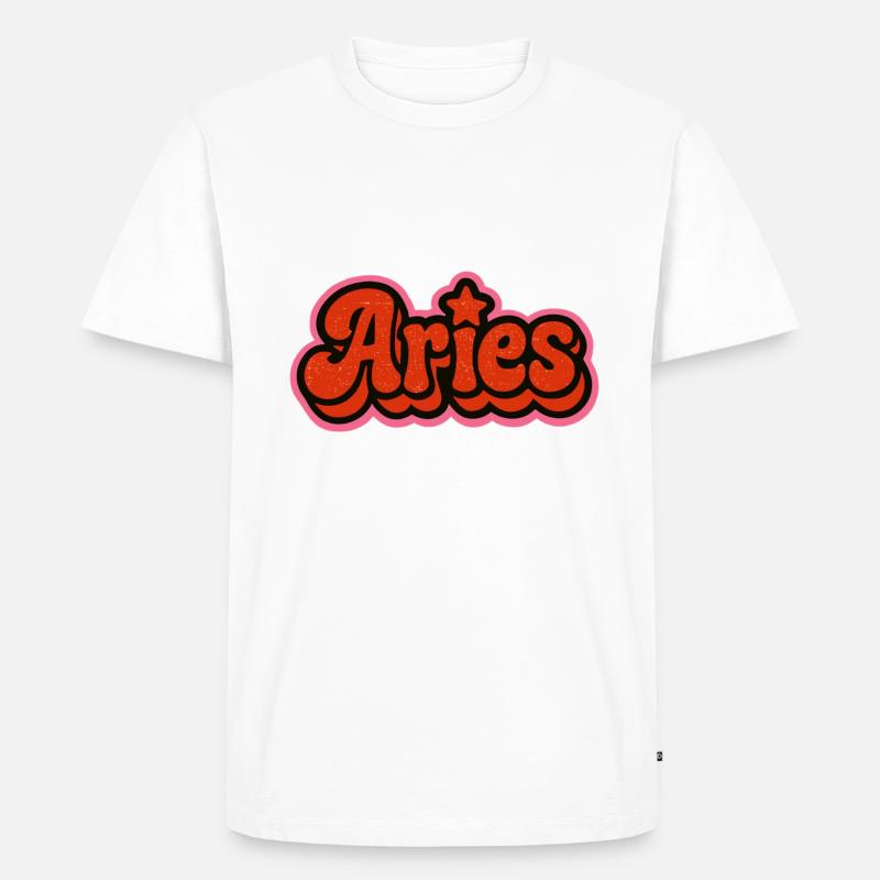 Widder Sternzeichen Retro Stil - Männer Premium Bio T-Shirt - Weiß