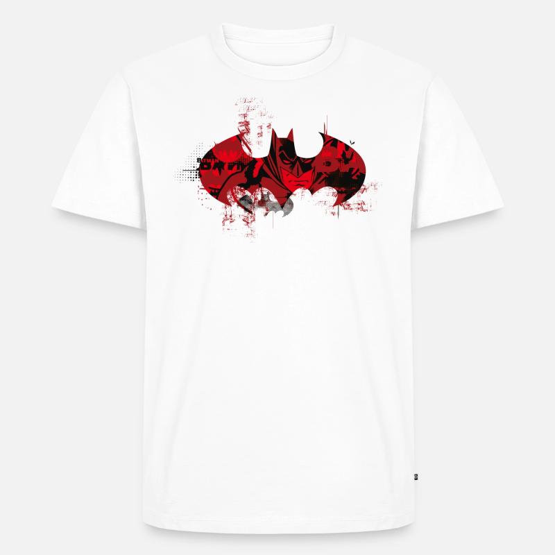 Batman Logo Rot - Männer Premium Bio T-Shirt - Weiß