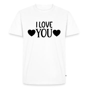 Je t’aime Cœurs - T-shirt Premium bio Homme - blanc - Devant - Nico (187cm)