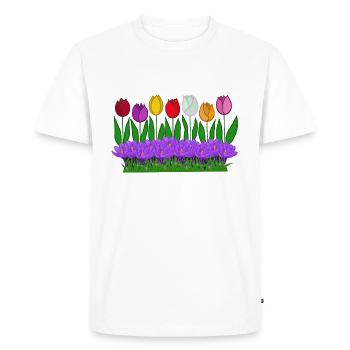 Spring flowers, tulips, crocuses - Men's Premium Organic T-Shirt - white - Front - Nico (187cm)