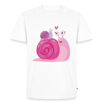 Funny snails in love - Men's Premium Organic T-Shirt - white - Front - Nico (187cm)