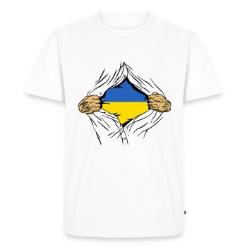 Drapeau de l’Ukraine Vintage Drapeau ukrainien d’occasion Look - T-shirt Premium bio Homme - blanc - Devant - Nico (187cm)