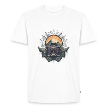 Cool retro camera logo - Men's Premium Organic T-Shirt - white - Front - Nico (187cm)