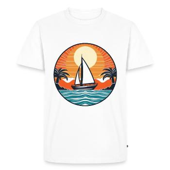 Sailboat Retro - Men's Premium Organic T-Shirt - white - Front - Nico (187cm)