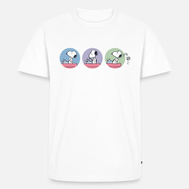 Peanuts Snoopy Autor - Männer Premium Bio T-Shirt - Weiß