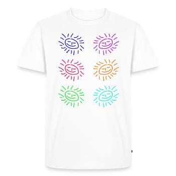 Sun Sticker Blue Turqis - Men's Premium Organic T-Shirt - white - Front - Nico (187cm)