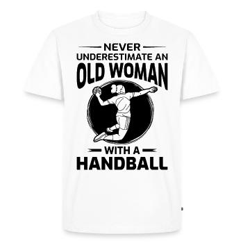 Old Woman Handball Player Handballer Mom Grandma - Men's Premium Organic T-Shirt - white - Front - Nico (187cm)