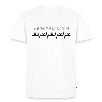 Mon cœur bat pour les pattes - T-shirt Premium bio Homme - blanc - Devant - Nico (187cm)