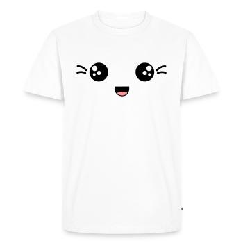visage, rire - T-shirt Premium bio Homme - blanc - Devant - Nico (187cm)