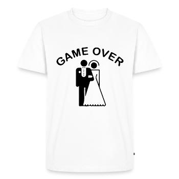 Game Over - Mariage - Marié - Mariage - Mariage - T-shirt Premium bio Homme - blanc - Devant - Nico (187cm)