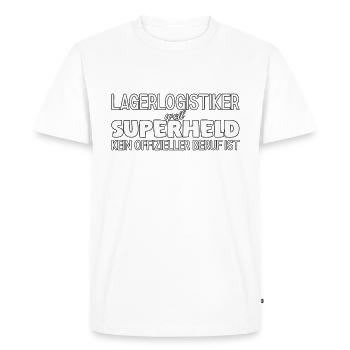 Warehouse logistician superhero - Men's Premium Organic T-Shirt - white - Front - Nico (187cm)