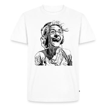 T-shirt Rocking Wisdom – Musique pour joie de vivre! - T-shirt Premium bio Homme - blanc - Devant - Nico (187cm)