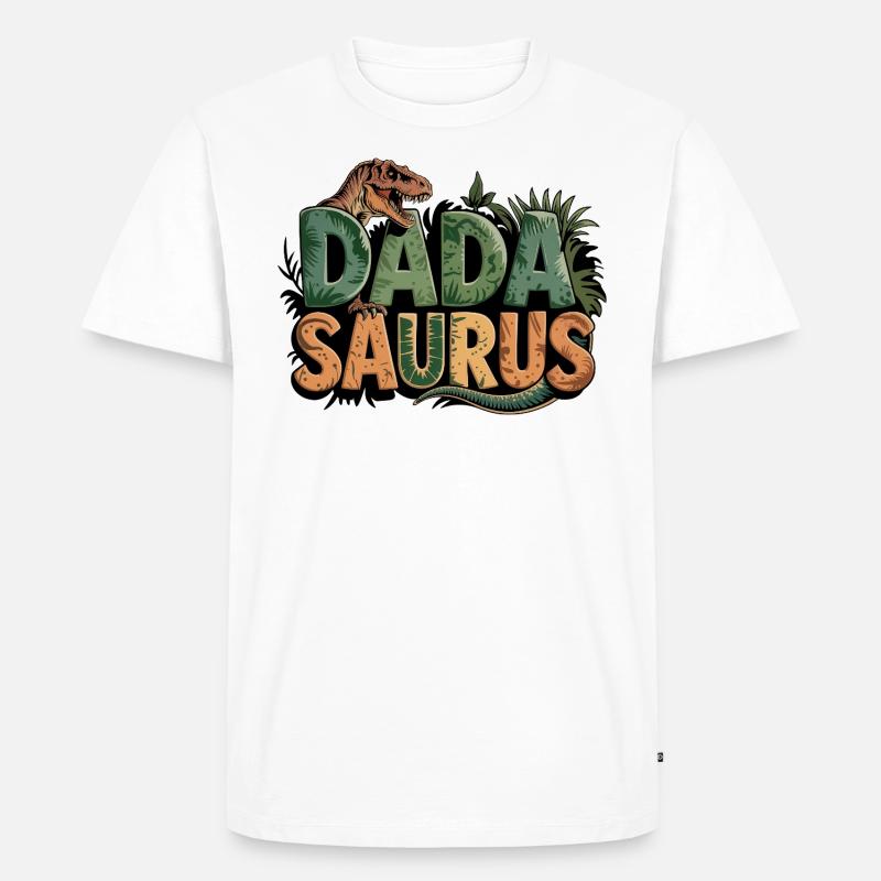Dinosaurier Papa Saurus Geschenk Papa - Männer Premium Bio T-Shirt - Weiß