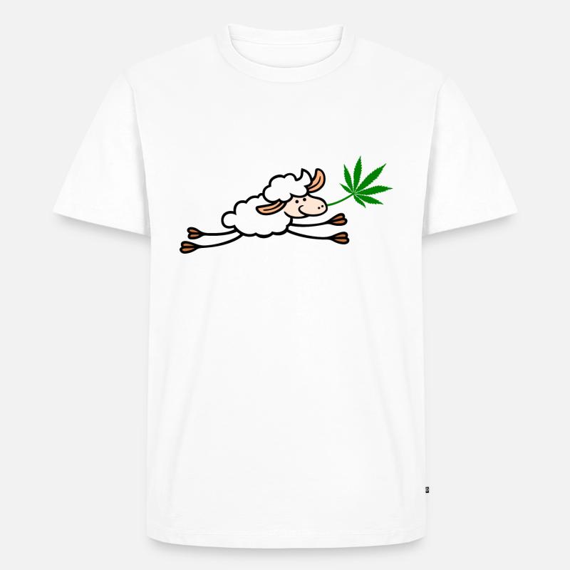 Schaf Hanf springend png - Männer Premium Bio T-Shirt - Weiß