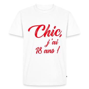 anniversaire chic j'ai 18 ans ! rouge - T-shirt Premium bio Homme - blanc - Devant - Nico (187cm)