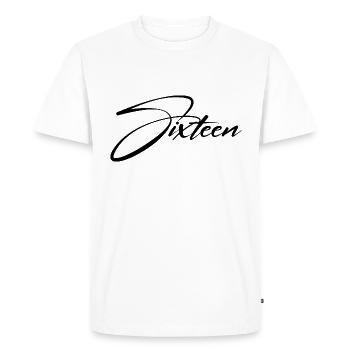 DOUX 16ÈME ANNIVERSAIRE SEIZE - T-shirt Premium bio Homme - blanc - Devant - Nico (187cm)