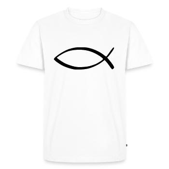 Jesus Fisch - Männer Premium Bio T-Shirt - Weiß - Vorne - Nico (187cm)