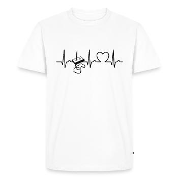 Cassette de musique - Courbe ECG - Courbe cardiaque - T-shirt Premium bio Homme - blanc - Devant - Nico (187cm)