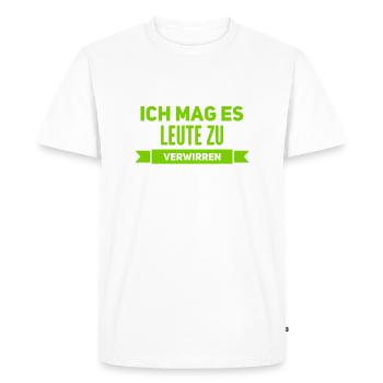 die Verwirrung der Leute - Männer Premium Bio T-Shirt - Weiß - Vorne - Nico (187cm)
