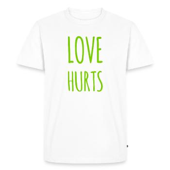 Love Hurts - Men's Premium Organic T-Shirt - white - Front - Nico (187cm)