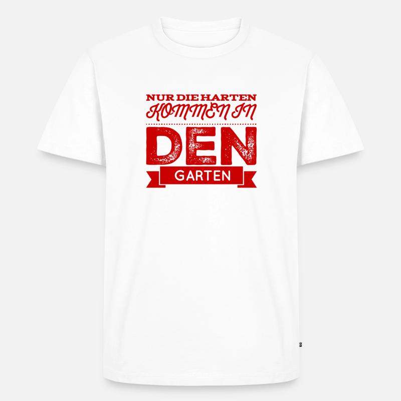 wer will in den Garten? - Männer Premium Bio T-Shirt - Weiß