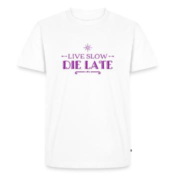 The Late - Men's Premium Organic T-Shirt - white - Front - Nico (187cm)