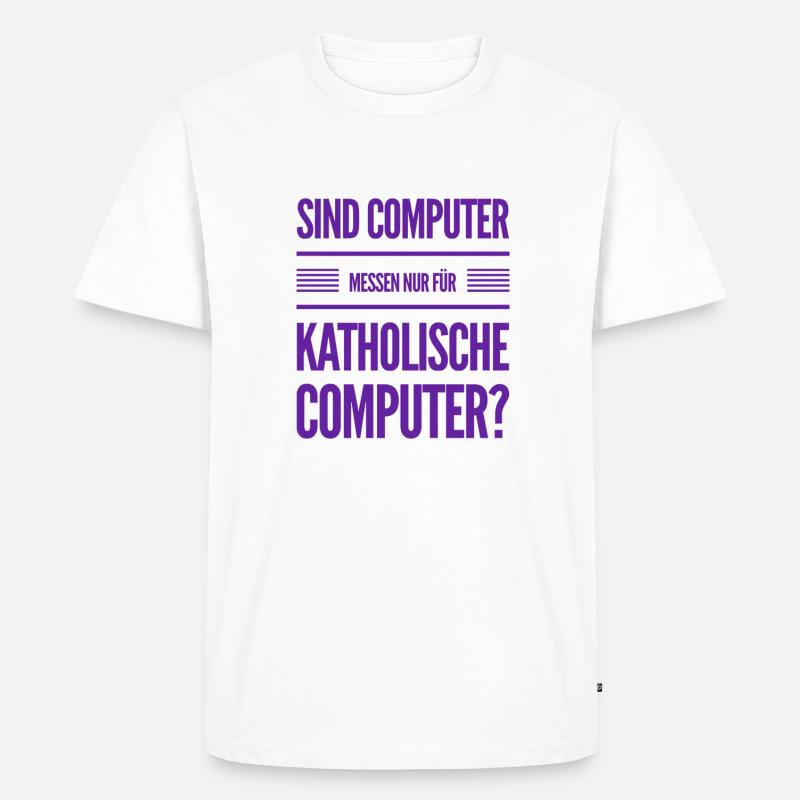 darf ich auf die Computermesse? - Männer Premium Bio T-Shirt - Weiß