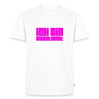 Investir, c’est génial - T-shirt Premium bio Homme - blanc - Devant - Nico (187cm)