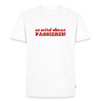 Quelque chose arrive - T-shirt Premium bio Homme - blanc - Devant - Nico (187cm)