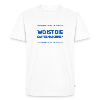 Je cherche la machine à café - T-shirt Premium bio Homme - blanc - Devant - Nico (187cm)