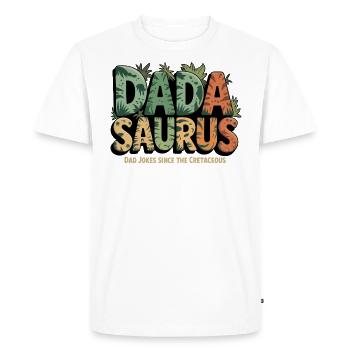 Dinosaure Papa Saurus Cadeau Papa - T-shirt Premium bio Homme - blanc - Devant - Nico (187cm)
