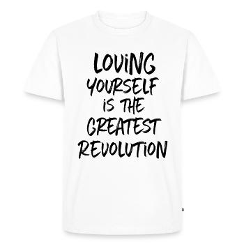 Amour de soi Confiance en soi Yoga - T-shirt Premium bio Homme - blanc - Devant - Nico (187cm)