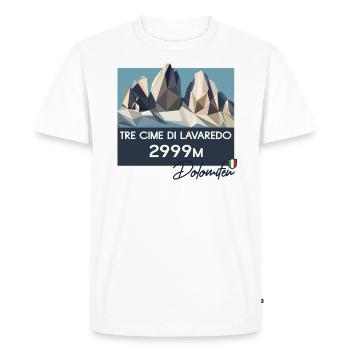 Drei Zinnen Dolomiten E5 Südtirol Retro Low Poly - T-shirt Premium bio Homme - blanc - Devant - Nico (187cm)