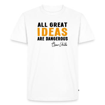 Auteur Oscar Wilde all great ideas are dangerous - T-shirt Premium bio Homme - blanc - Devant - Nico (187cm)