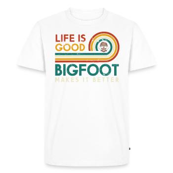 La vie est bonne Bigfoot le rend meilleur pour - T-shirt Premium bio Homme - blanc - Devant - Nico (187cm)