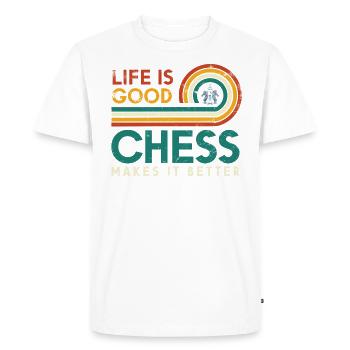 Life is good. Chess makes it better - Men's Premium Organic T-Shirt - white - Front - Nico (187cm)