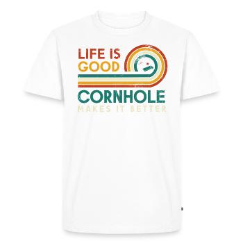 La vie est bonne cornhole le rend meilleur pour - T-shirt Premium bio Homme - blanc - Devant - Nico (187cm)