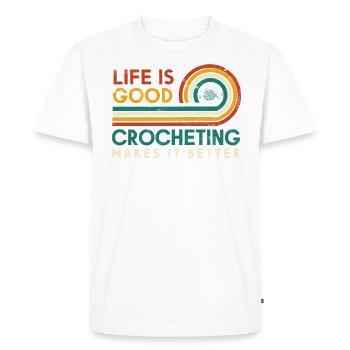 La vie est bonne crochet le rend meilleur pour - T-shirt Premium bio Homme - blanc - Devant - Nico (187cm)
