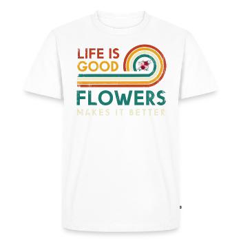 La vie est bonne Les fleurs la rendent meilleure pour - T-shirt Premium bio Homme - blanc - Devant - Nico (187cm)