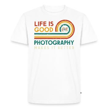 La vie est belle, la photographie la rend meilleure - T-shirt Premium bio Homme - blanc - Devant - Nico (187cm)