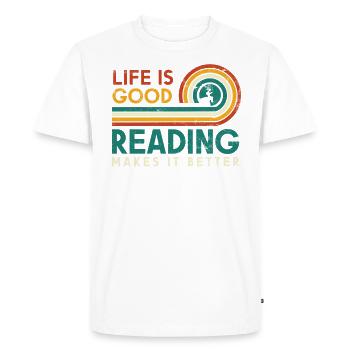 La vie est bonne lecture la rend meilleure pour la lecture - T-shirt Premium bio Homme - blanc - Devant - Nico (187cm)