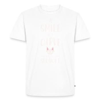 Un sourire est une courbe qui met tout en équilibre - T-shirt Premium bio Homme - blanc - Devant - Nico (187cm)