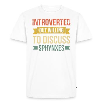 Introverted, But Ready to Talk About Sphynxes - Men's Premium Organic T-Shirt - white - Front - Nico (187cm)